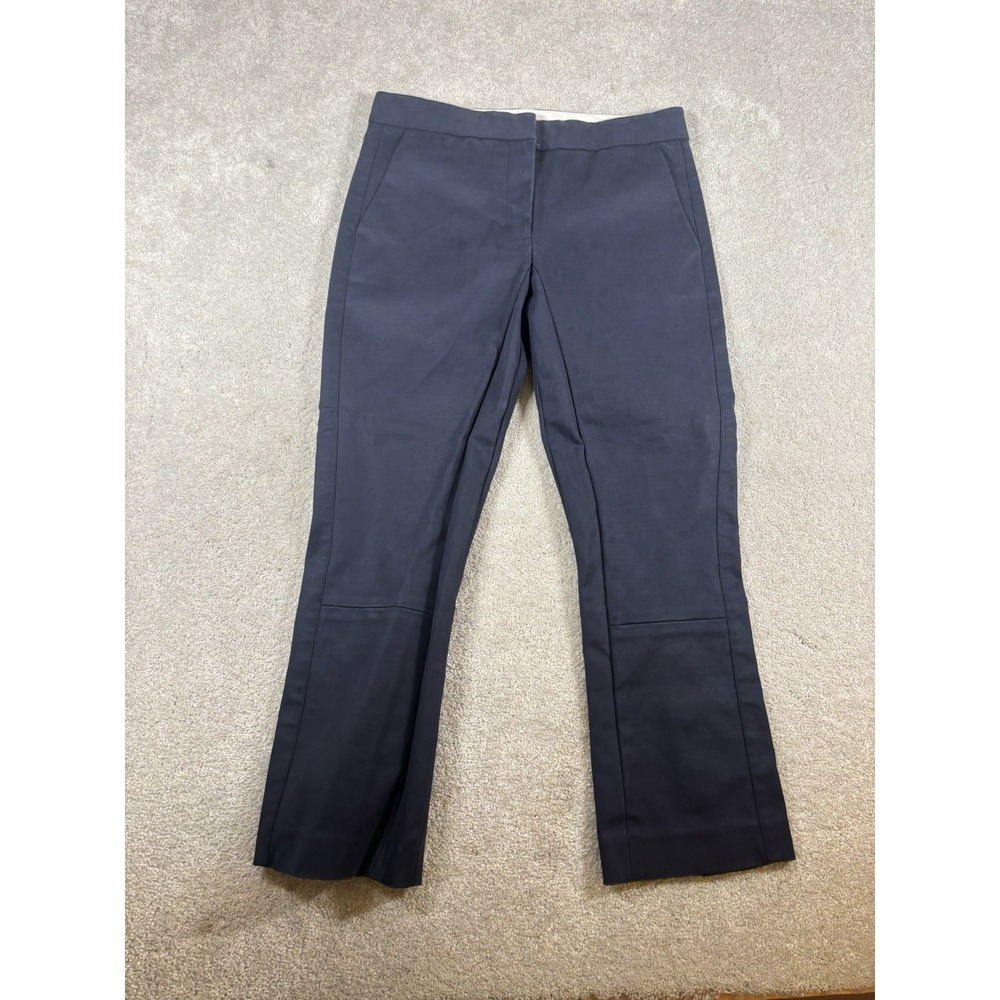 tory burch navy leg snap button mini flare crop trouser 6 Pockets Zip Button